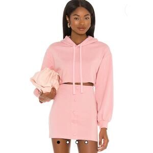 Camila Coelho Laurell Cropped Drawstring Hoodie Sweater in Mauve Size Small